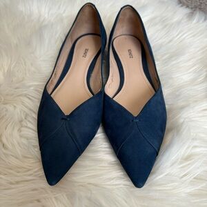 Schutz Blue Suede Pointed Toe Flat Shoes